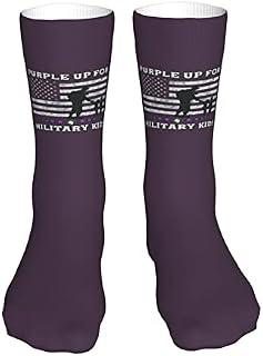 883 Compression Socks Purple Up Military Kids Military Child Month Calf Socks Non Slip Sports Socks Comfort Athletic Socks For Walking Trekking Jogging 40cm