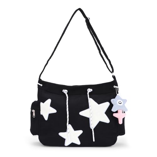 Design unico: con la sua silhouette da borsa hobo e l'affascinante motivo a stella, questa borsa cattura senza sforzo l'attenzione e aggiunge un tocco di unicità a qualsiasi outfit