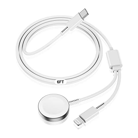 for Apple Watch Charger Cable USB C, [MFi Certified] Magnetic for iWatch Charger Cable Fast Charging for Watch Series Ultra 9 8 7 6 5 4 3 SE & iPhone 14/13, Type C 2-in-1 Cord for iPhone & Watch-6ft Cover