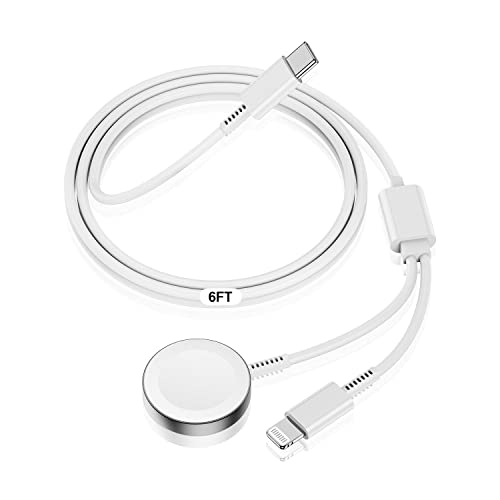 for Apple Watch Charger Cable USB C,[MFi Certified] Magnetic for iWatch Charger Cable Fast Charging for iWatch Series Ultra 9 8 7 6 5 4 3 SE & iPhone 14/13,Type C 2-in-1 Cord for iPhone & Watch-6.6ft by QZVOO - Used condition - US$6.22