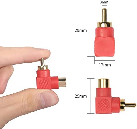 YACSEJAO RCA Audio Plug 90 Degree RCA Adapter Gold-Plated Right Angle RCA Male to Female Jack Audio AV TV Adapters Connector for converting audio/video signal interface -2 Pack