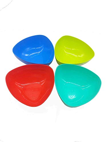 Ladila Plastic Bowls Cereal Soup Bowls Safe Dishwasher Safe Set of 4 Colors (Triangle Shape)