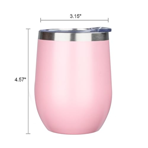 Image of MEZMUT 12oz Insulated Wine Tumbler with Lid Double Wall Vacuum Stainless Steel Wine Glass Coffee Mug Insulated Tumbler Cup for Champaign, Cocktail, Beer (Multi,4 Pack)