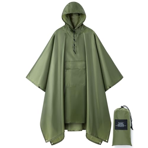 salamra Hooded Rain Poncho Waterproof Raincoat Jacket with Pocket