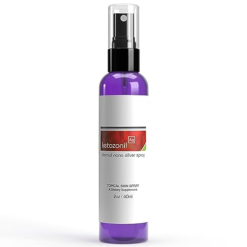 OmNutra Ketozonil True Colloidal Silver Spray - 2OZ Extra Strength 500ppm Nano Silver Athletes Foot Cream Jock Itch Spray