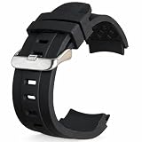 Swift Gift UK Cinturino per orologio in gomma con estremità curva, 22 mm, nero, per uomo, stile subacqueo, cinturino di ricambio in gomma per orologio