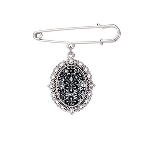 Broche rococo noir et blanc M pour customiser vos robes et chemises