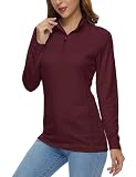 MAGCOMSEN Womens Long Sleeve Tops Moisture Wicking Quarter Zip Pullover Women UPF Sun Shirt Golf Workout Equestrian Wine Red,L
