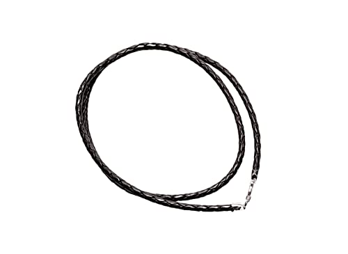 CRAFT WIRE Leather Braided Cord Necklace with Rhodium-Plated 925 Sterling Silver Clasp Made in USA
