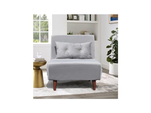 King of Dreams Fauteuil Convertible lit Une Place Tissu Velours Gris Dimension: 80 x 90 x 84 cm -...