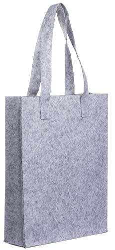 Brandsseller Filztasche ca. 40 x 30 x 7 cm | Freizeittasche aus Filz | Praktischer Shoppingbag | Einkaufstasche mit Henkel | Hellgrau