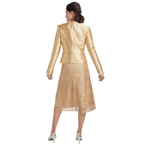 Masseys Geometric Dress with Jacket for Women with Removable Flower Detail3