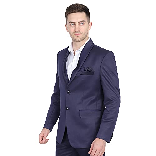 Image of TAHVO Men Blue Tuxedo Blazer with Hanky for Men /Formal Blazer for Men Stylish /Coat for Wedding /Blazers for Men Stylish Wedding