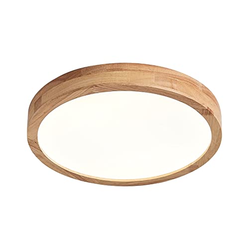 Schindora Wooden LED Ceiling Light,20W Neutral White 4500K 1600 LM,Round Wood Ceiling Lights Ø30cm for Lounge Living Room Kitchen Dining Room Hallway Home Office Children's Room