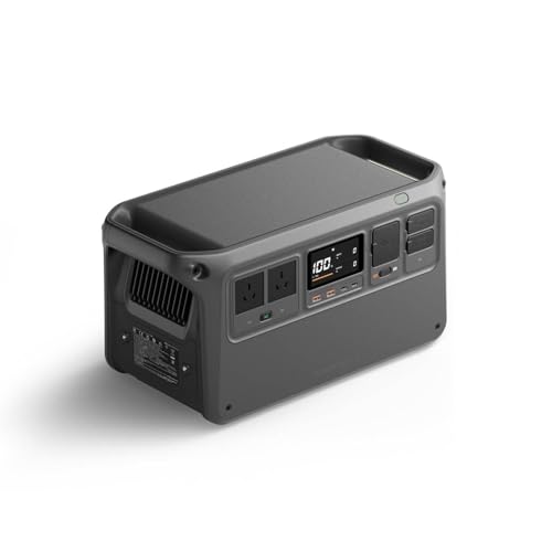 DJI Power 1000 V2 grey portable power station with twin carry handles, front display, AC outlets and USB-C ports