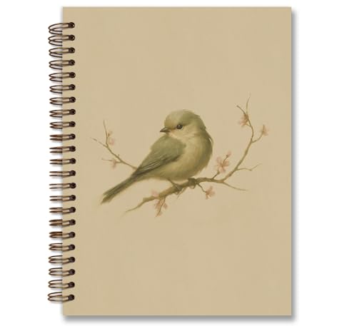 Dejfel Vintage Cute Bird Cherry Notebook Journal,Cottagecore Bird Diary Gifts,
