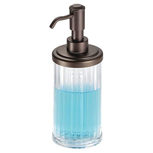 mDesign Fluted Plastic Refillable Liquid Soap Dispenser Pump Bottle for Bathroom Vanity Countertop