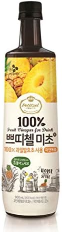 Fruit Vinegar Drink Bottle(900ml, 30.43 Fl Ounces), Petitzel Micho Collection; CJ 쁘띠첼 미초, 마시는 식초 | Pineapple(파인애플)