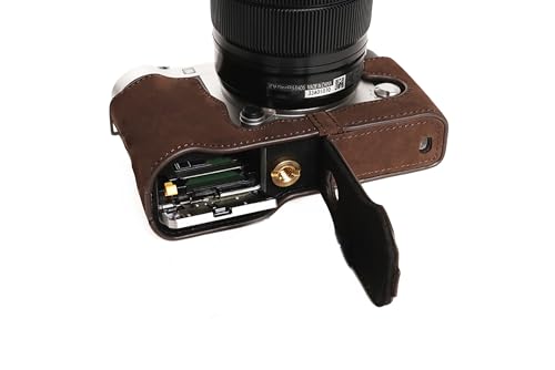 Demi-housse de sac de cas pour Fujifilm X-A3 étui cuir véritable foncé ouverture inférieure