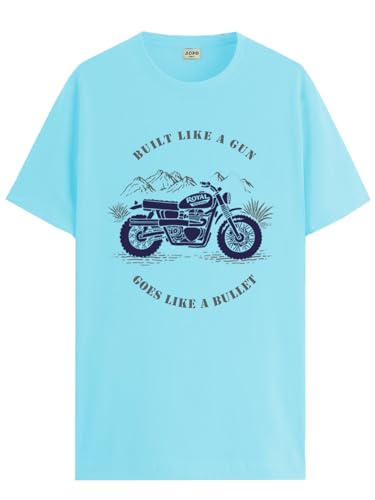 Image of ADRO Men's Royal Bike Design Printed 100% Cotton T-Shirt - Regular Fit, Printed T-Shirts for Men