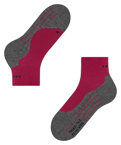 FALKE Damskie skarpety turystyczne TK5 Wander Wool Short W SSO Wełna zapobiegająca pęcherzom, cienkie, 1 para, różowe (Red 8644), 41-42