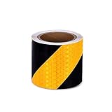 PULaif Nastro Riflettente di Segnalazione, Nastro di Avvertimento Riflettente Autoadesivo Nero e Giallo 10 cm x (3, 10, 45) m(10cm x 10m)