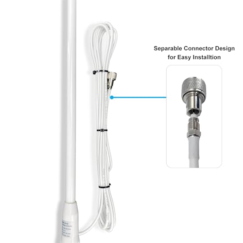 image for FMUSER VM100 VHF Marine Radio Antenna,44 Inch Waterproof Fiberglass Bo
