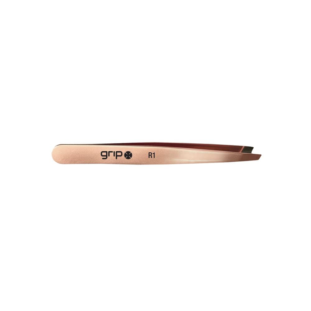 Grip Rose Gold Tweezer Slanted Tip R1 - Professional Precision Beauty Tool For Brow Shaping And Tweezing - Salon-Grade Cosmetic Tweezer With A Finish