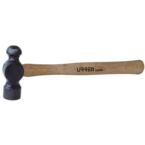 URREA Ball Pein Hammer - 24oz Striking Tool with Forged and Machined Head & Ergonomic Oak Handle - 1324PN