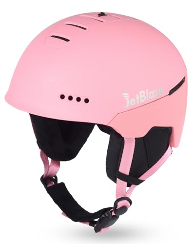 JetBlaze Ski Helmet Mens Women Unisex Ski Helmet Snow Sports Helmet With Vents ABS/PC Shell EPS Core For Skiing Snowboard Snow Helmet For Adults Youth Pink Size L