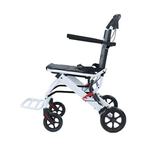 Rollstuhl Faltbar Leicht (nur 8,2kg), Tragbarer Reiserollstuhl, mit Sicherheitsgurt und Handbremsen, Belastbarkeit 91 kg, ideal für leichtere bzw. kleinere Benutzer, 40 x 40 cm Sitz