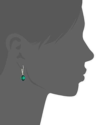 Amazon Collection 925 Sterling Silver 8 X 10Mm Oval May Birthstone Created Emerald Dangle Earrings For Women With Leverbackss #TOP1