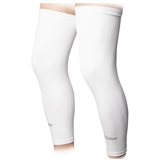 COOLOMG Sports Compression Leg Sleeves Basketball Football Long Knee Protection Knee Brace Undersleeve White M