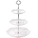 Sumerflos 3-Tier Porcelain Cake Stand, Elegant Embossed Cupcake Dessert Stand - Pastry Tiered Serving Tray for Tea Party, Baby Shower and Wedding (Pure White)