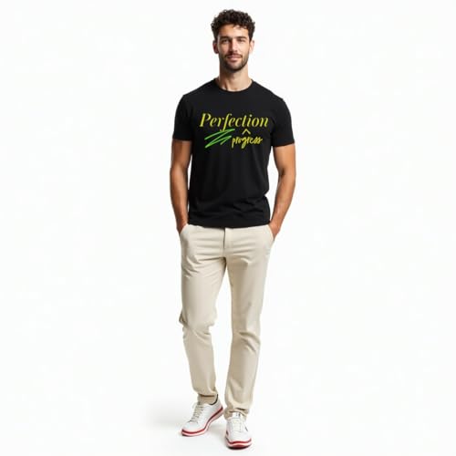 Image of ALOVA Men's Black Round Neck T-Shirt | 100% Cotton | Half Sleeve | Front Printed | Casual & Comfortable Style