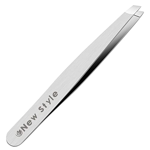 Slant Tweezers – Professional Tweezers for Eyebrows, Stainless Steel Brow ...
