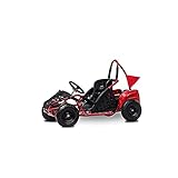 FRP Baja-X 48V 1000W Brushless Electric Go Kart, 3-Speed Setting Go Kart W/ Forward & Reverse, Racing Go Cart Up to 20 mph W/ Foot Pedal & Foot Break, Go Cart Support Up to 175 Lbs (Red)