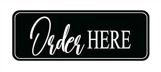 Acrylic Order Here Graphic Sign, Self-Adhesive for Restaurant Counter Areas, Cafe Service Stations, Food Truck Windows, and Convenience Store Checkouts, 3x10 Inch