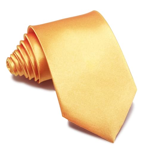MAIANY Cravate Homme, Cravate Satin Classique 8 cm en Désign Monochrome, Cravate Classique de Mariage pour Bureau ou Occasions Festives (doré)