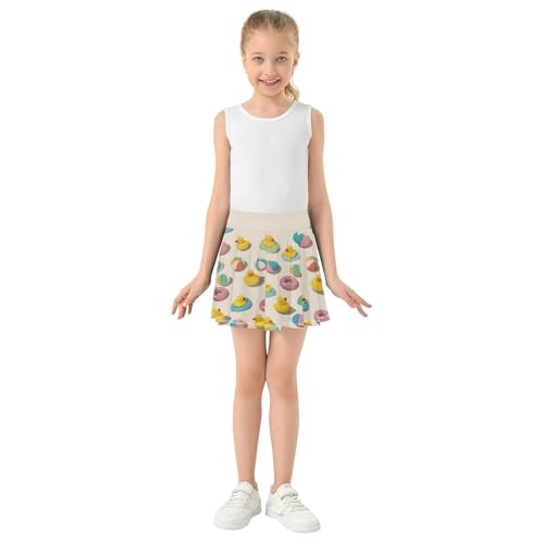Girls Skorts High Waist Athletic Skirts with Shorts Rubber Duck Stretchy Teens Performance Tennis4