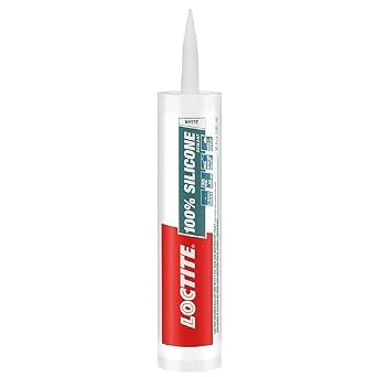 Loctite 100% silicone sealant, Waterproof, No shrinkage, dries in 10mins, waterproof in 2hrs, ideal for kitchen, bathroom,HVAC applications, sealant for glass, ceramics, aluminum, steel, White,260ml
