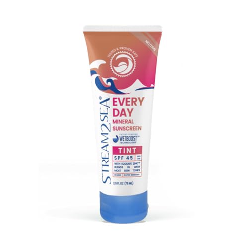 SPF 45 Every Day Tint Mineral Sunscreen | 2.5 Fl Oz Biodegradable, Paraben Free & Reef Safe | Non-Greasy Tinted Sunscreen For Face & Body Protection Against UVA & UVB