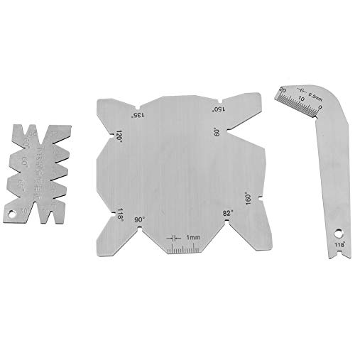 3Pcs Drill Bits Angle Gauge, Drill Angle Inspection,Stainless Steel Angle Measuring Gage,With A Case,for Drill Bits Angle Measuring and Drill Sharpener Inspection