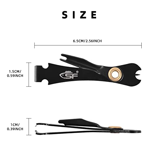 Sf 3 In 1 Fly Fishing Nipper Knot Tying Tool Black Stainless Steel Fly Line Cutter Fishing Clippers With Zinger Retractor For Fly Fishing Tapered Leader Tippet Line #TOP1