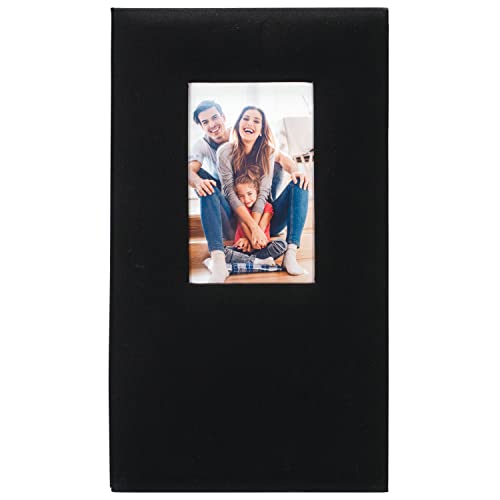 Malden International Designs 3 Up 4x6 Black Fabric Post bound Photo Album Hard Cover 4x6 Front Cover Photo Pocket