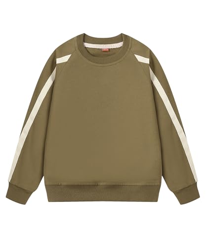 Image of GFQLONG 3 Pack Toddler Boy Girl Cotton Crewneck Sweatshirt Kids Lightweight Long Sleeves with Stripe Fall Fashion Tops
