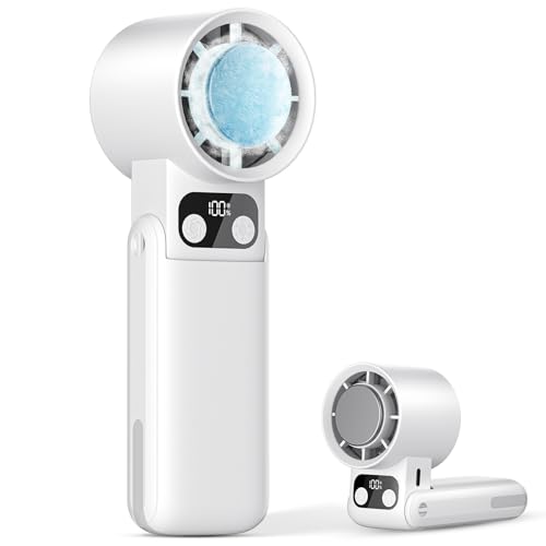 2025新登場新登場 瞬間冷却 携帯扇風機 手持ち扇風機 5200mAh大容量バッテリー 冷却プレート付き -20℃体感 折り畳み式 Type-C急速充電 超軽量 7枚羽根 コンパクト 静音設計 5段階風量調節 LEDディスプレイ スポーツ観戦/花火大会/オフィス/アウトドアなどに適用