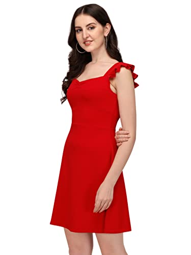 Image of Mehrang Fashion Western Dress || Stretchable Solid Sleeveles Frill Dress for Women || Western Dresses for Women || Dress for Women|| Summer Short Dresses for Women