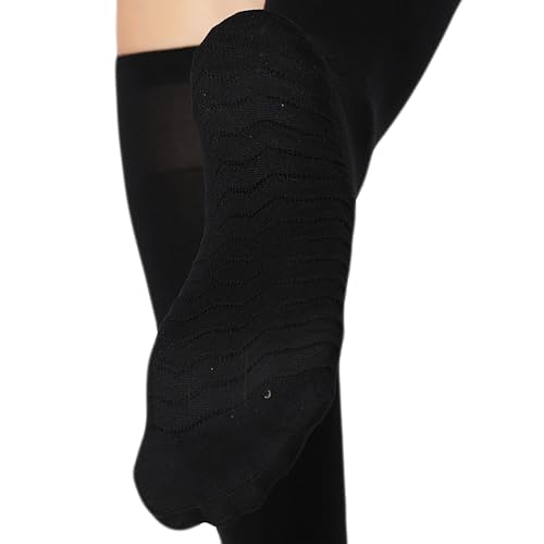 Image of AWS /American Made 6 Pairs Women's Sheer Knee Massage Socks with Reinforced Toe and Base Stay up Band