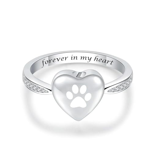 Bague commémorative cœur en argent 8mm pour cendres de chien et chat - 2